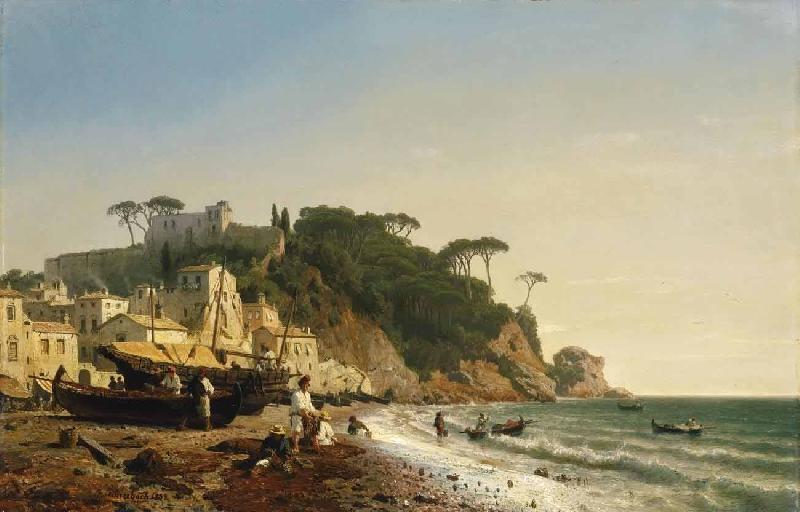 Andreas Achenbach Porto Venere am Ligurischen Meer oil painting image